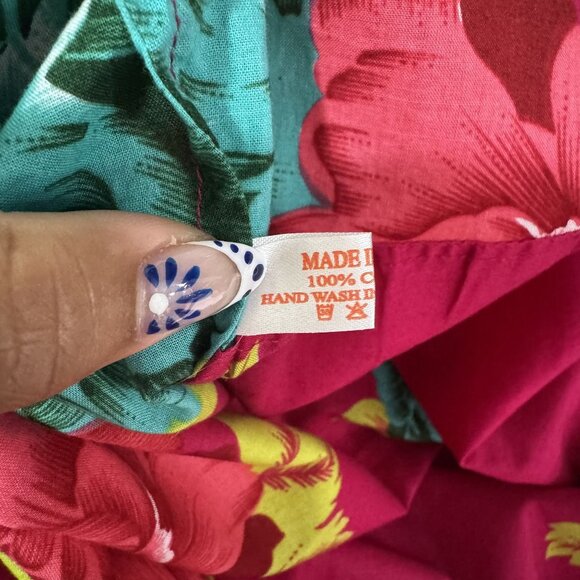 Lisa Corti Women's Red Floral Button Front 3/4 Button Maxi Dress Size M - Picture 9 of 10